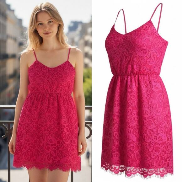 Red Lace Dress Eyelash Barneys New York - Picture 13 of 13